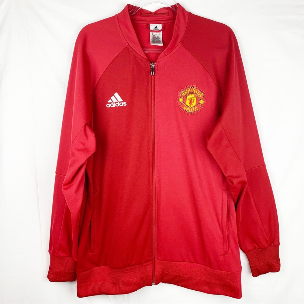 Adidas Manchester United Spell Out Red Bomber Jacket Men's XL